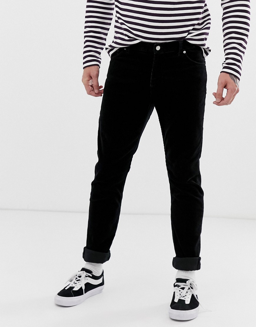 Weekday Sunday relaxed tapered cord jeans in black