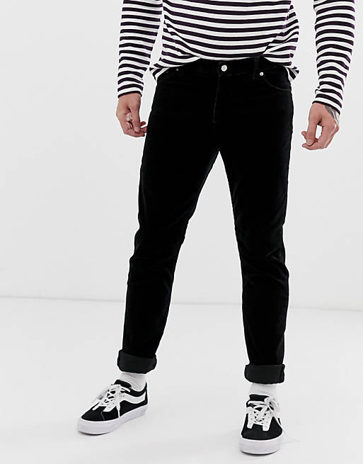 Weekday Sunday relaxed tapered cord jeans in black | ASOS