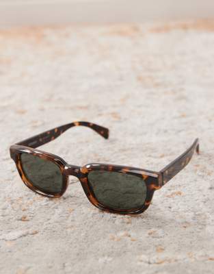 Weekday Bold Rectangular Frame Sunglasses In Brown