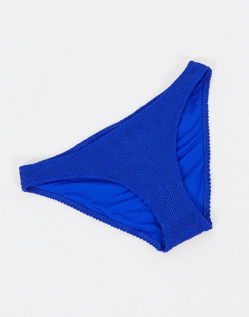 Weekday Sunny recycled polyester rib bikini bottoms in blue