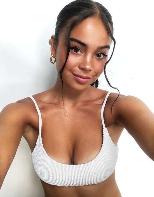 Weekday Sunny strappy bikini top in off white 