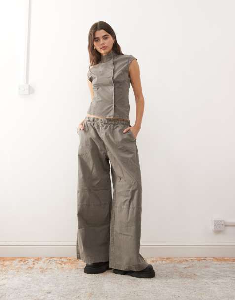 Weekday super baggy balloon fit pants in washed grey (part of a set) - view 1