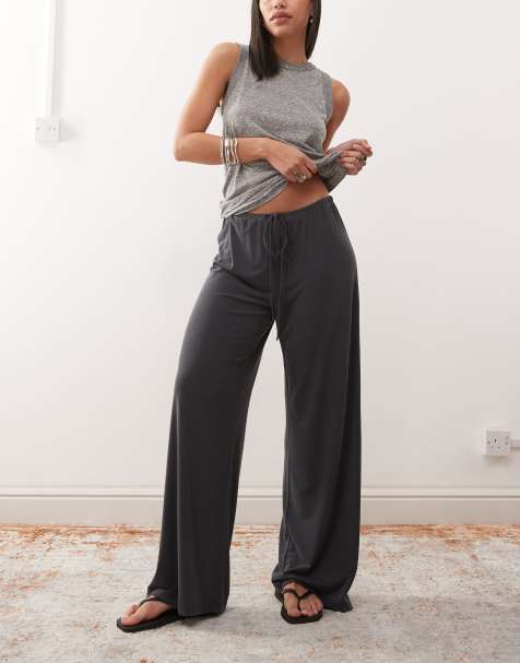 Weekday super soft drape wide leg trousers in black - view 1