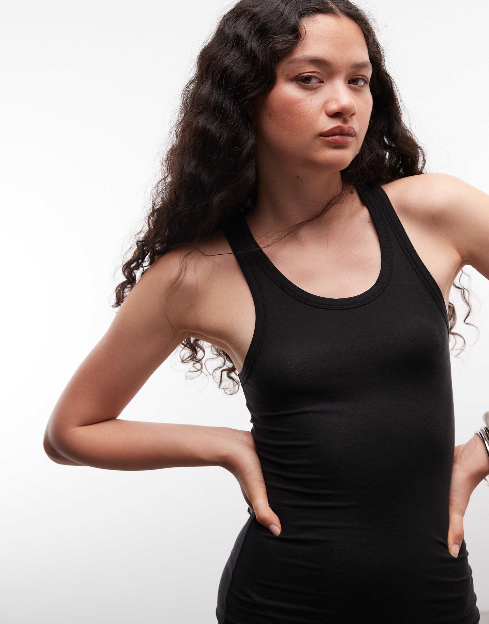 weekday super soft jersey maxi dress in black