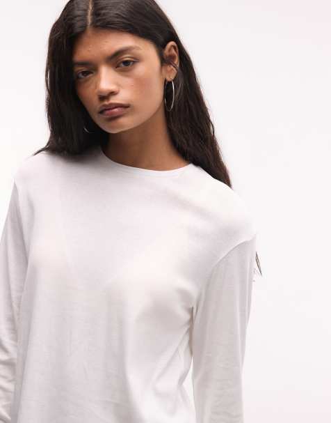 Weekday super soft long sleeve t-shirt in white - view 1