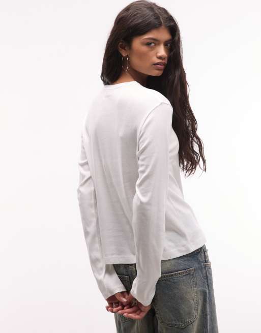 Weekday super soft long sleeve t-shirt in white, 2 of 4