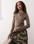 [Weekday] Weekday super soft long sleeve top in mole-Brown 2XS DARK MOLE