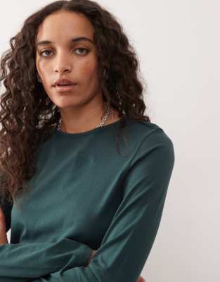 Weekday Super Soft Long Sleeve Top In Green
