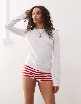 Weekday super soft long sleeve top in white - view 1