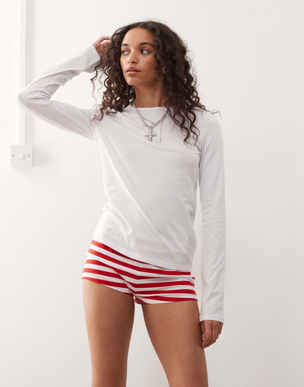 Weekday super soft long sleeve top in white