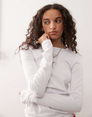 Weekday Super Soft Long Sleeve Top In White
