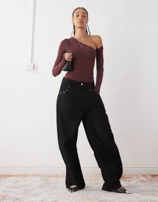 Weekday Super Soft Long Sleeve Top With Asymmetric Cut-out Detail In Red