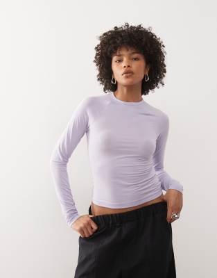 Weekday Super Soft Slim Fit Long Sleeve Raglan Top In White