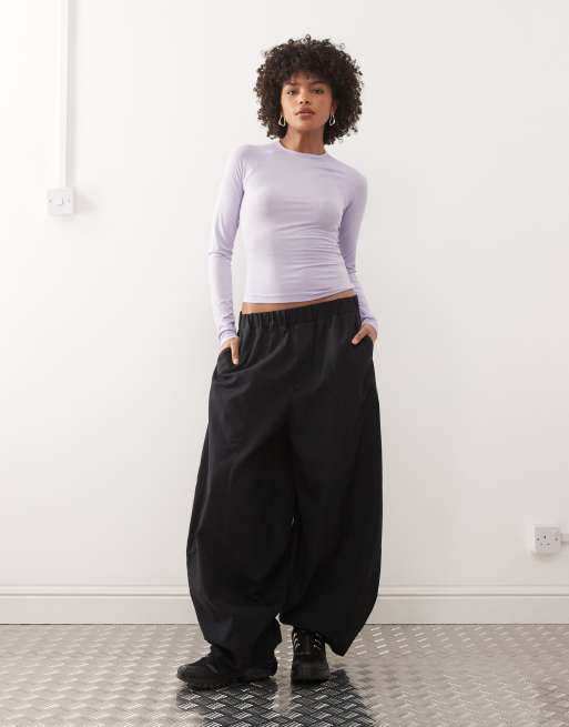 Weekday super soft slim fit long sleeve raglan top in lilac, 2 of 4