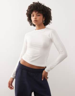 Weekday Super Soft Slim Fit Long Sleeve Raglan Top In White