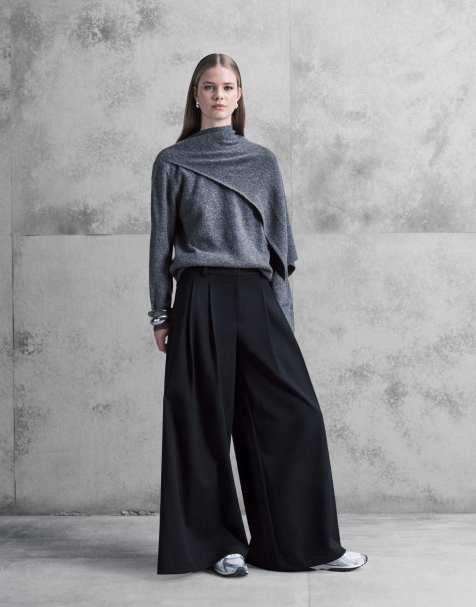Weekday super wide leg pants in black - part of a set - view 1