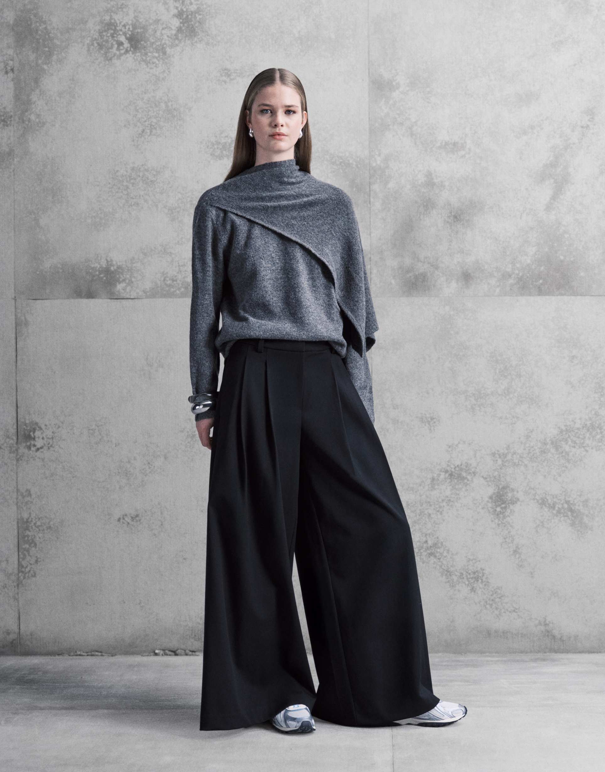 weekday super wide leg pants in black - part of a set