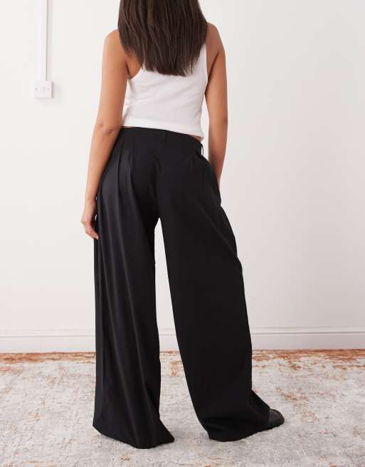 Weekday super wide leg pleated pants in black | ASOS