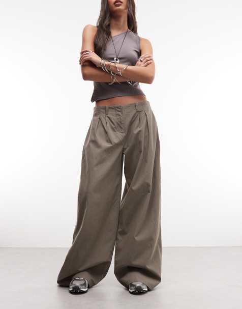 Weekday super wide leg pleated pants in dark grey - view 1