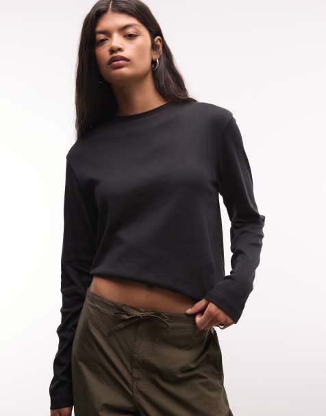 Weekday superblød langærmet T-shirt i sort - view 1