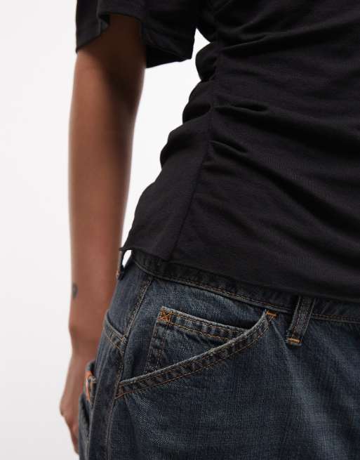 Weekday – Svart, halvskir t-shirt med indragen midja, 3 av 4