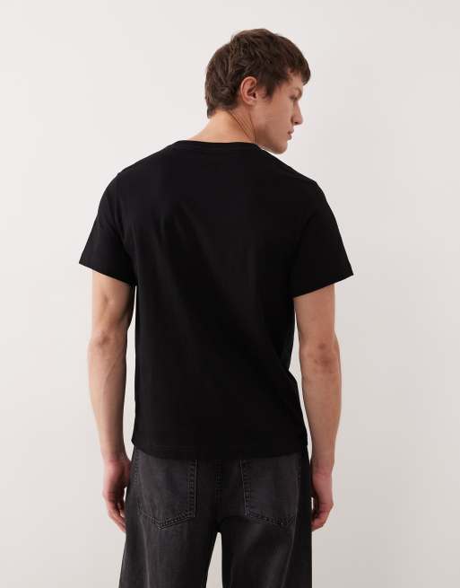 Weekday – Svart, klassisk t-shirt i kraftig jersey och boxig, oversized fit, 3 av 5