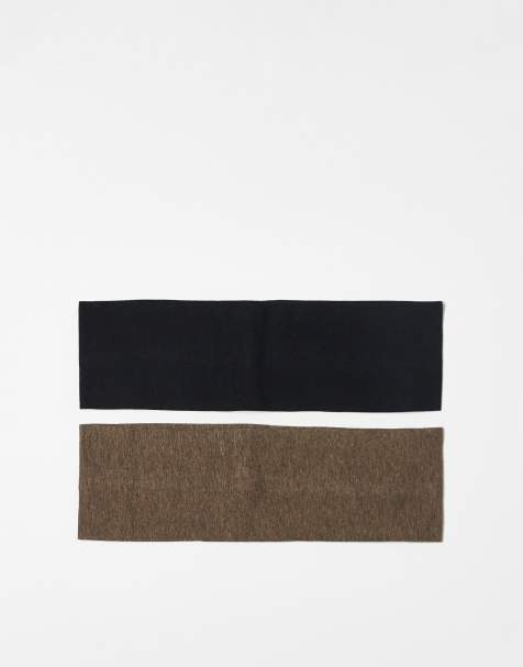 Weekday – Svart och brunt, brett hårband i jersey, 2-pack - view 1