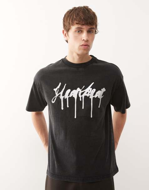 Weekday – Svart t-shirt med boxig passform och Heartbeat-tryck - view 1