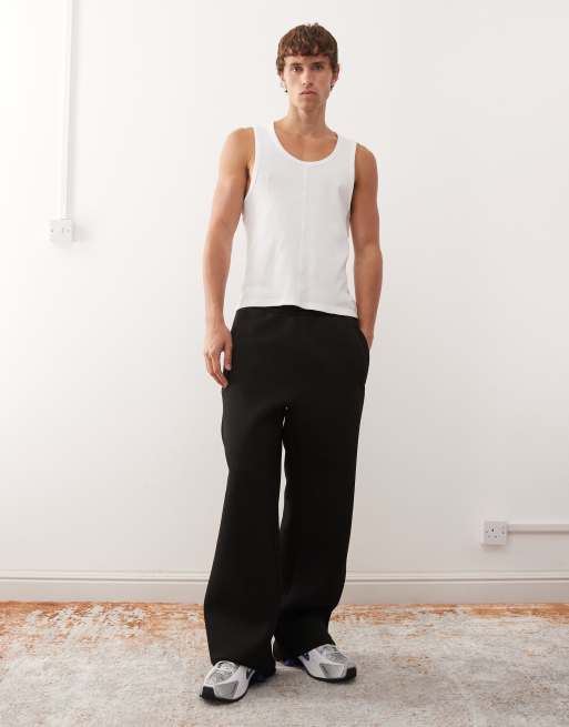 Weekday – Svarta mjukisbyxor i scubatyg med vida ben
