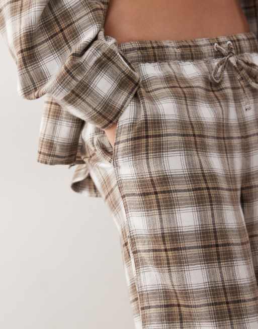 Weekday – Svarta och vitrutiga mysbyxor i flanell, del av set, 5 av 5