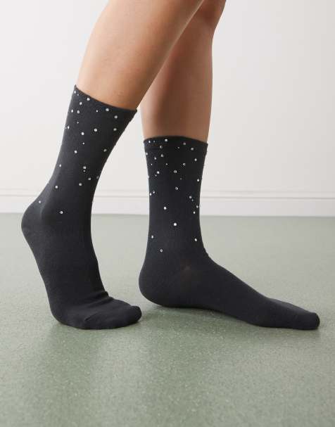 Weekday – Svarta strumpor med strass - view 1