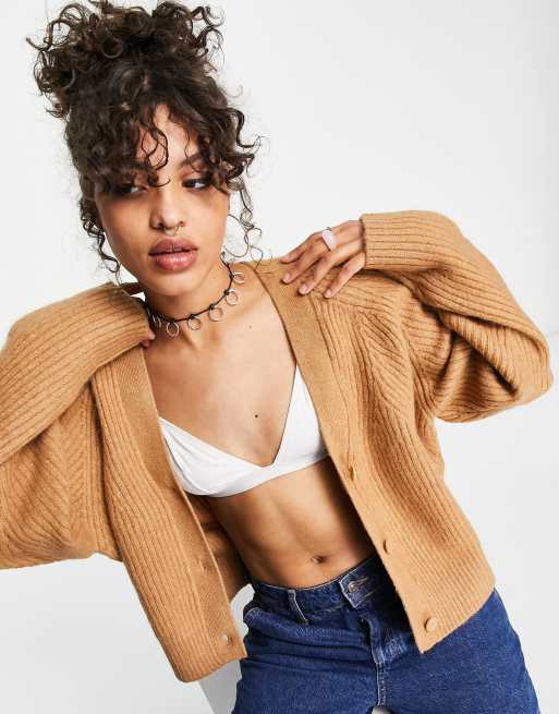 Weekday Sway cardigan in camel 
