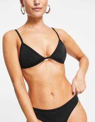 Weekday Sway Triangle Bikini Top In Black-neutral