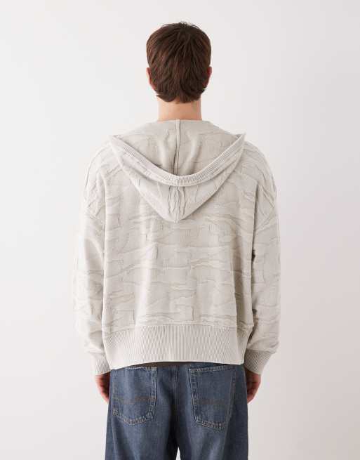 Weekday - Sweat à capuche coupe carrée en jacquard texturé - Beige, 3 de 5