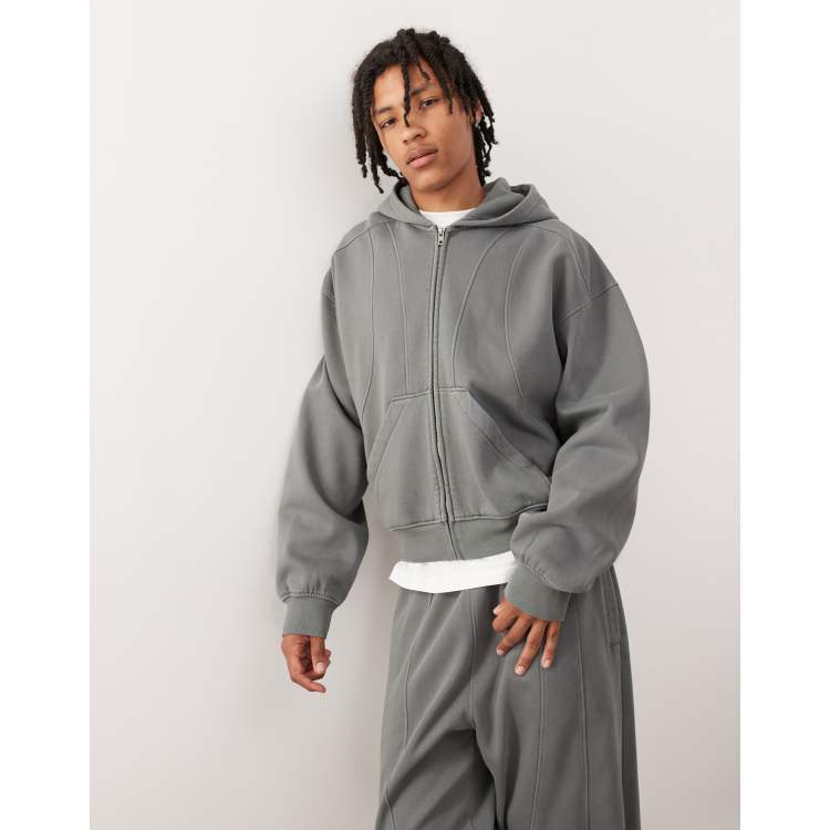 Sweat à Capuche Ideology Performance Homme - Gris Bruyère Taille L - Fermeture Intégrale