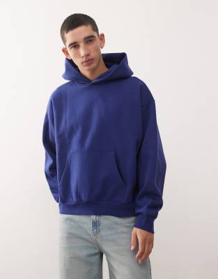 Weekday - Sweat à capuche oversize coupe carrée - Bleu