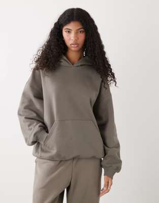 Weekday - Sweat à capuche oversize d'ensemble - Gris moyen
