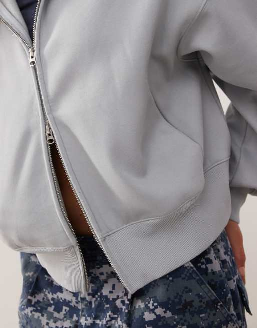 Weekday - Sweat à capuche oversize en jersey doux et épais avec fermeture éclair - Clair mélangé, 3 de 4