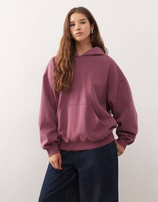 Sweat à capuche oversize en jersey épais - Bordeaux-Rouge M