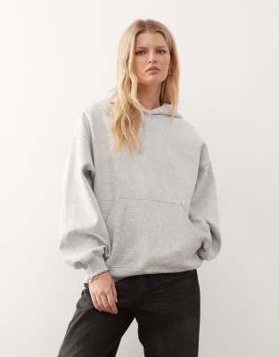 Sweat à capuche oversize en jersey épais - Gris chiné XL