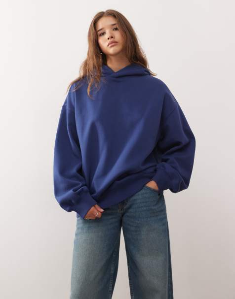 Weekday - Sweat à capuche oversize en tissu doux et épais - Bleu marine - view 1