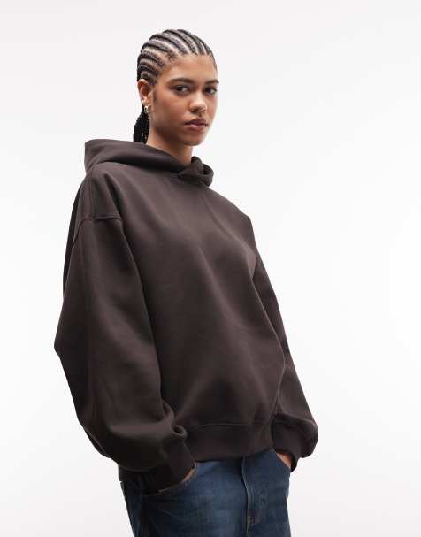 Weekday - Sweat à capuche oversize en tissu épais - Marron foncé - view 1