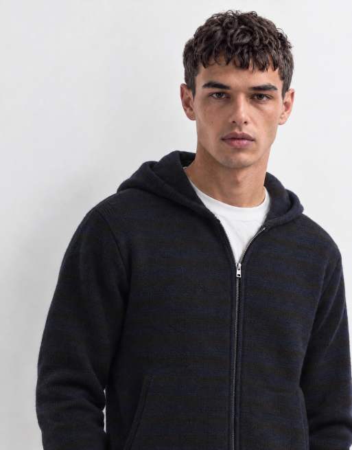 Weekday sweat à capuche zippé à rayures marron et bleu marine, 9 de 9