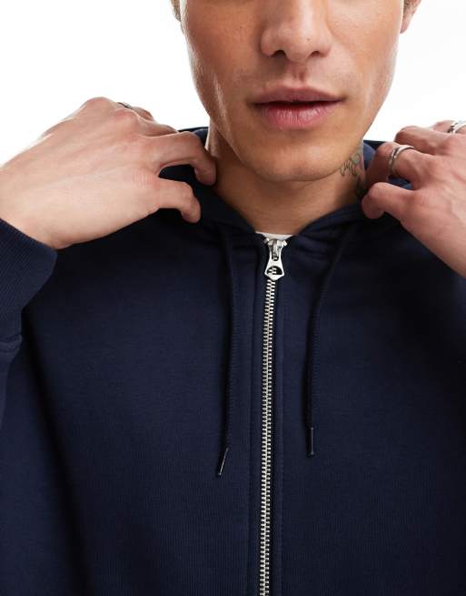 MoonWorks - Sweat à Capuche Zippé - Homme - Bleu - Medium