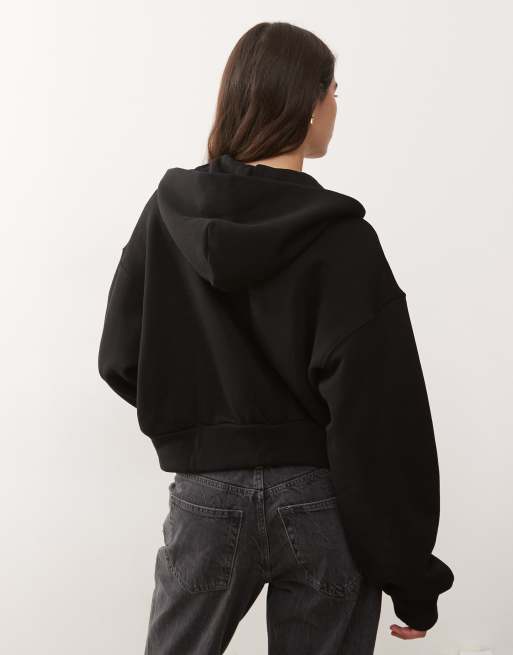 Weekday - Sweat à capuche zippé coupe carrée oversize - Noir, 4 de 4
