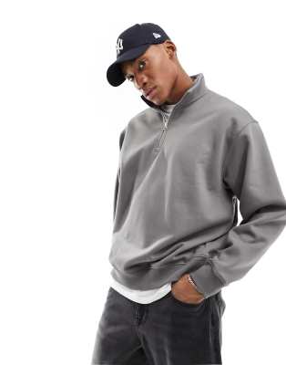 Sweat droit coton molleton zippé capuche unisexe Gris - Comme