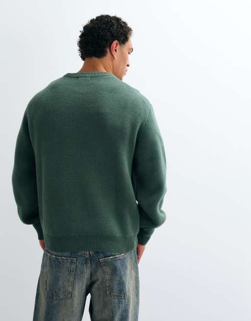 Weekday sweater in dark green exclusive to ASOS, 3 of 5