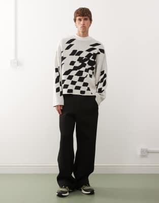 Weekday Sweater With Broken Graphic In White