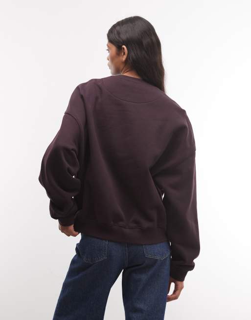 Weekday sweatshirt i mørk blomme, 4 af 4
