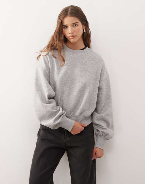 Weekday – Sweatshirt in regulärer Größe in Grau meliert - view 1